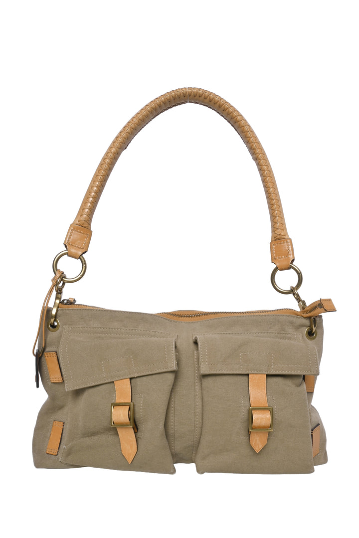 Gucci Vintage Utilitarian Canvas Shoulder Bag