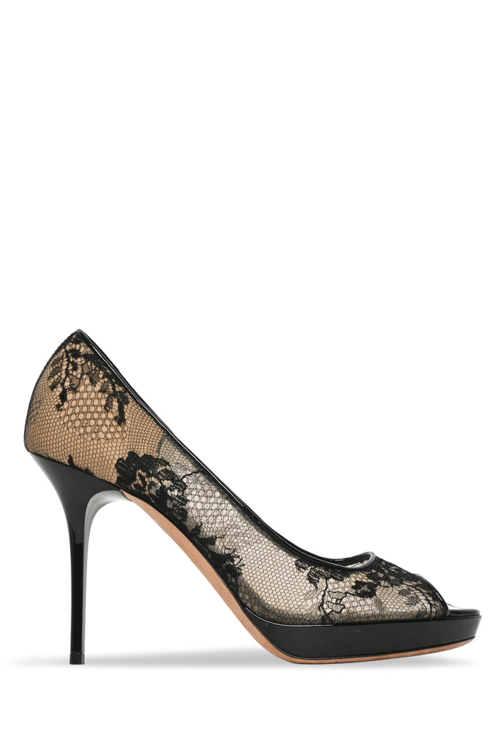 Jimmy Choo Lace Luna Peep Toe Size 38 Pumps
