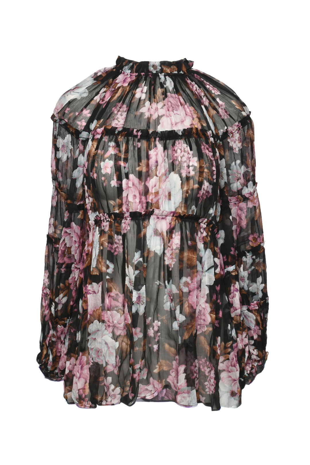 Zimmermann Size 3 Floral Silk Long Sleeve Tops
