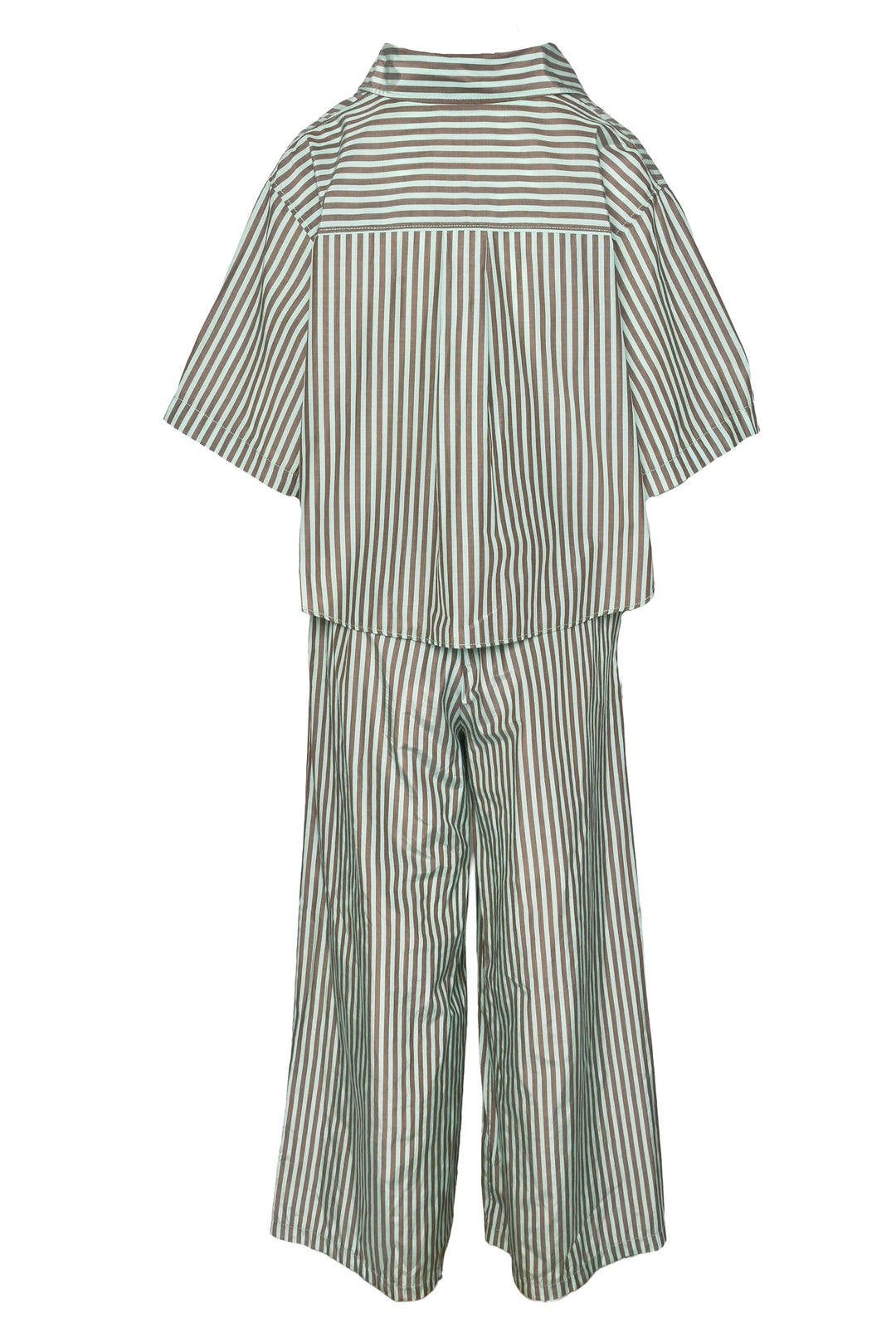 Forte_Forte Size M Chic Striped Taffeta Boxy Shirt & Palazzo Pant Set