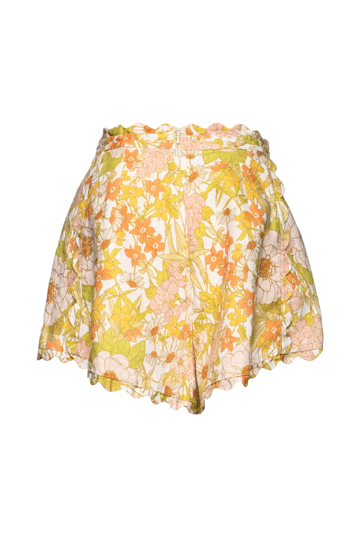 Zimmermann Size 2 Pink Meadow Floral Print Linen Shorts