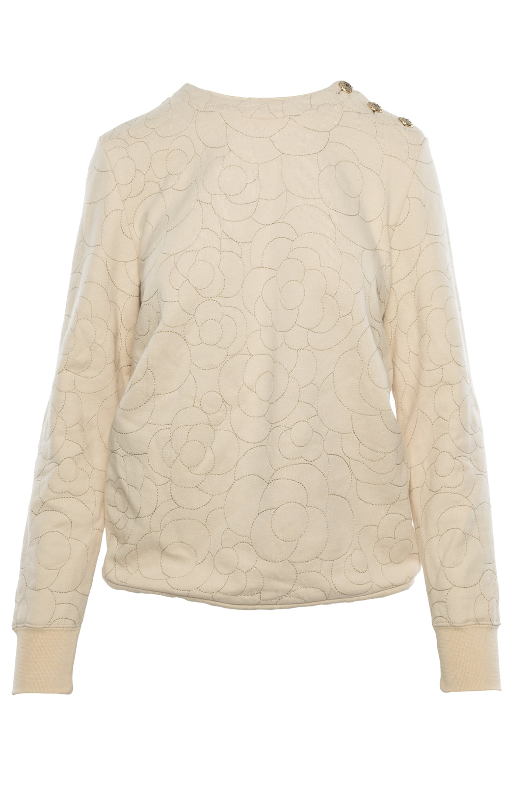 Chanel Size 36 2018 Camellia Embroidered Sweatshirt