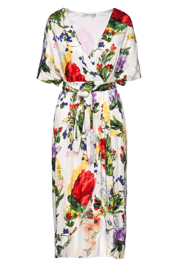 Alice + Olivia Size 4 Clarine Floral Wrap-Style Dress