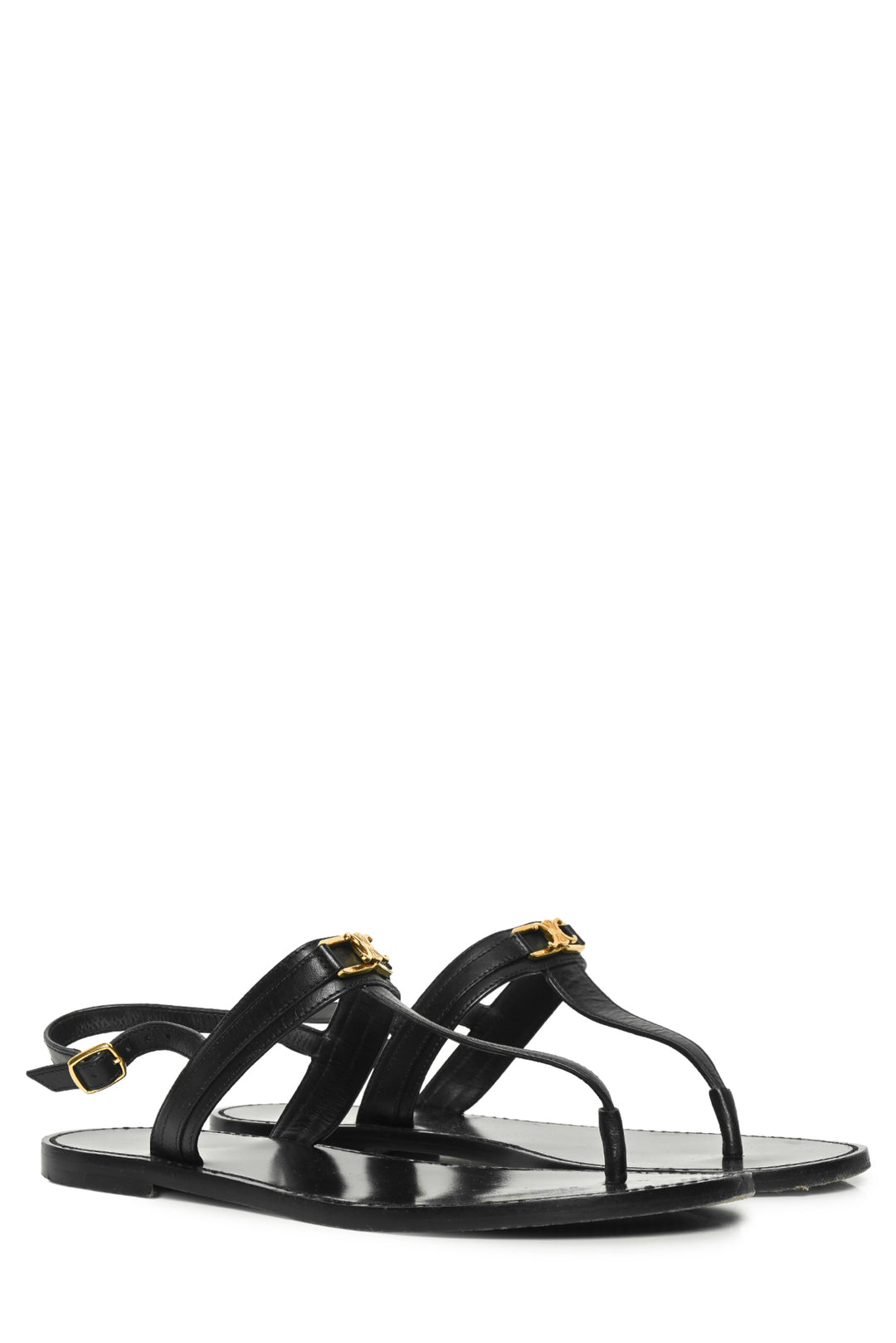 Celine Size 38 Leather Triomphe Thong Sandals