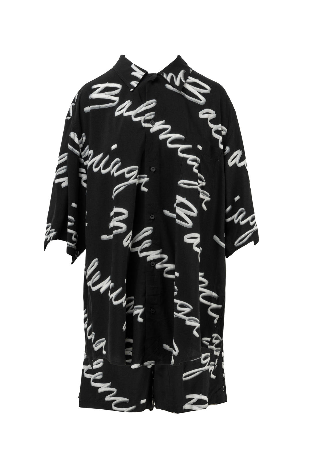 Balenciaga Size XS 2022 Logo Script Print Oversized Shirt & Boxer Short Set
