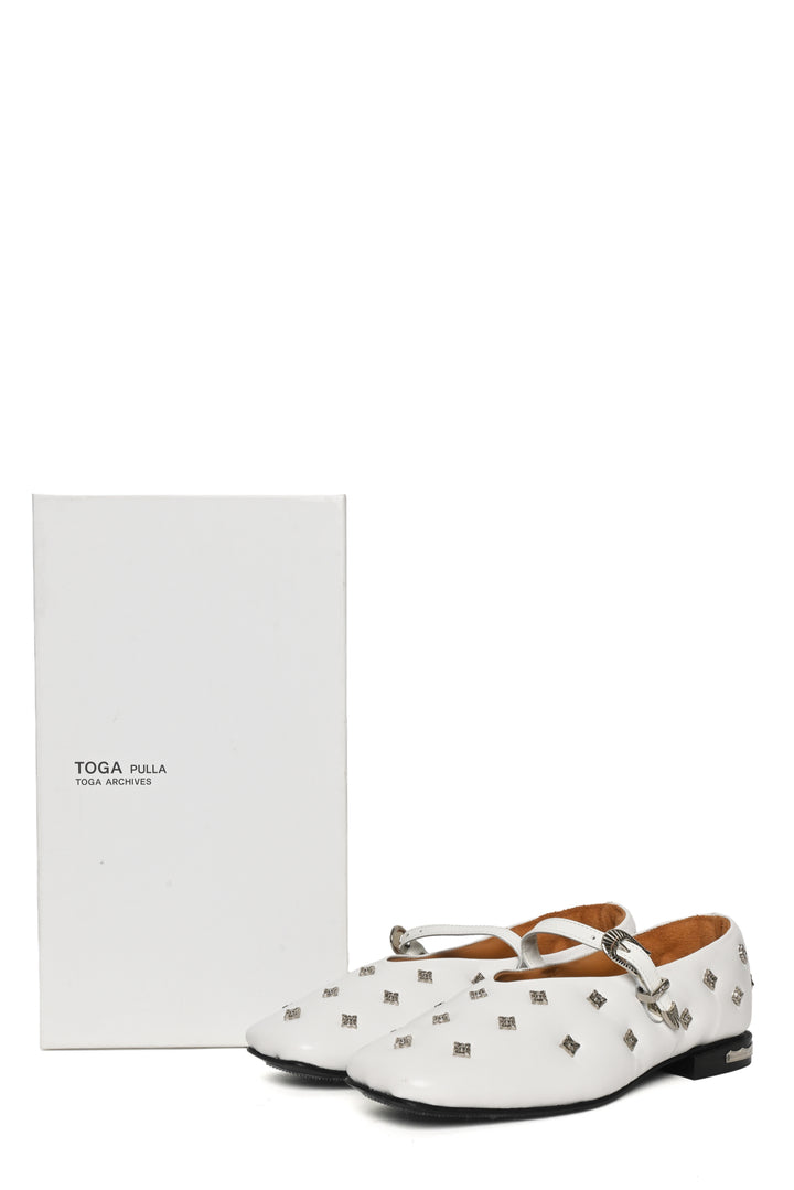 Toga Pulla Size 37 Square Toe Studded Mary Jane Ballerina Flats