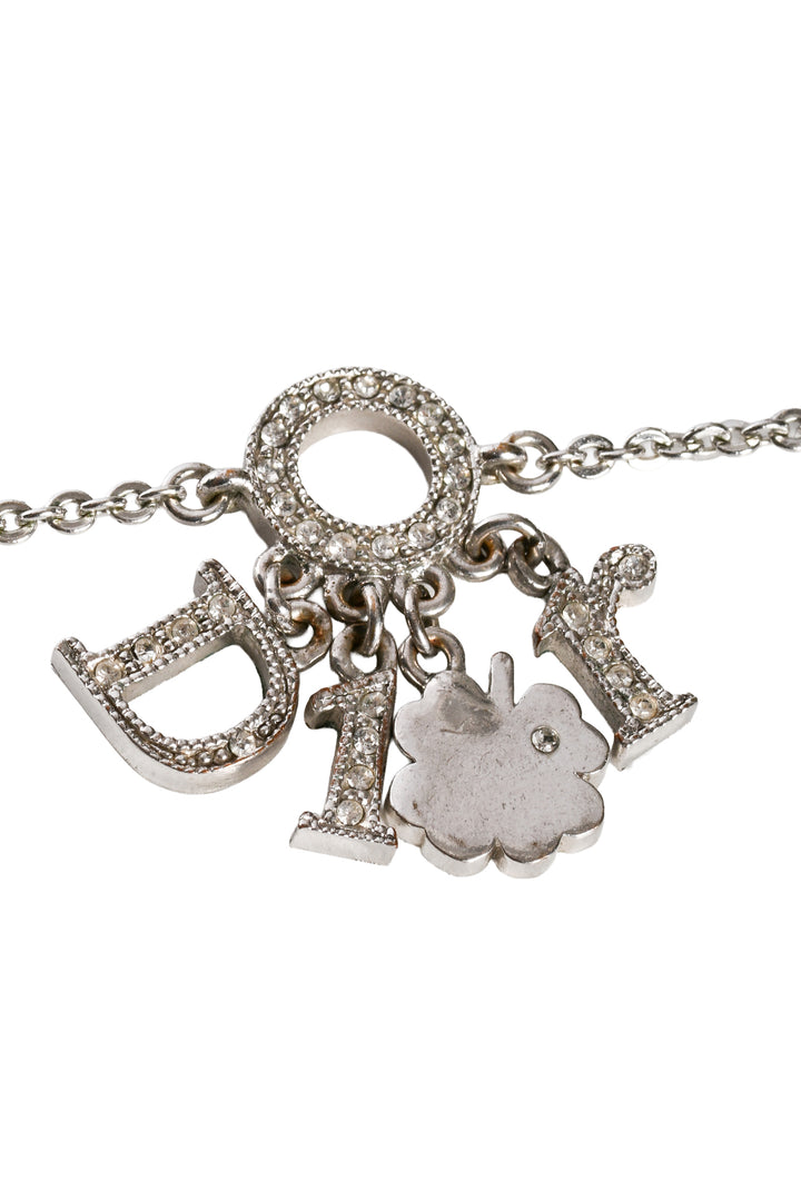 Dior Crystal Clover Logo Charm Bracelet