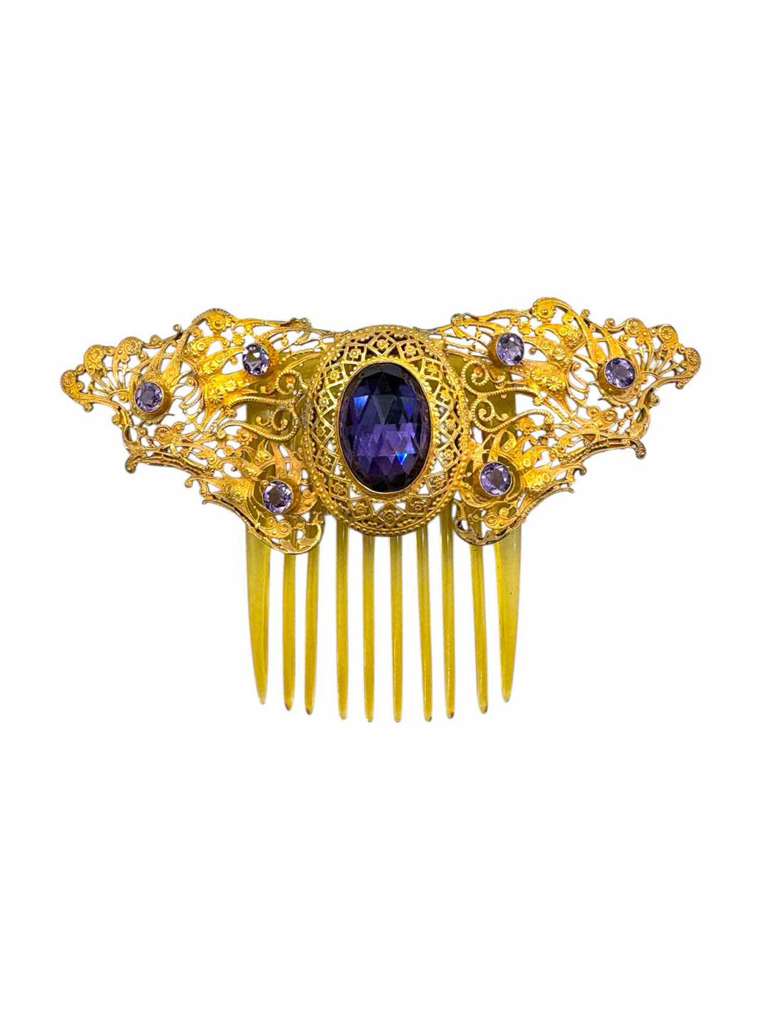 Vintage Gold Plated Hair Comb Misc