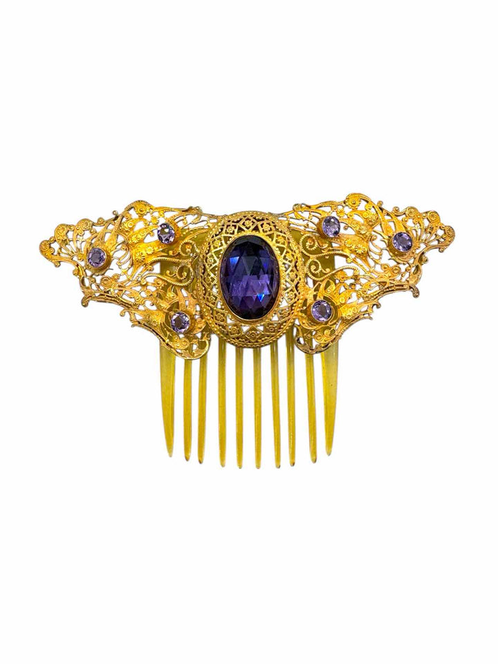 Vintage Gold Plated Hair Comb Misc