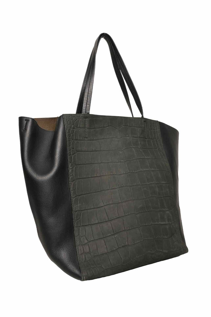 Celine Croc Embossed Phantom Cabas Tote