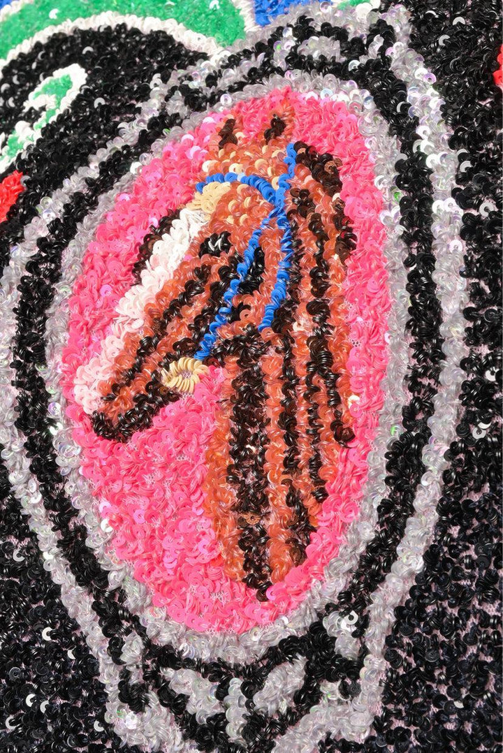 Manish Arora Size XS Horse & Leopard Sequin Long Sleeve Mini Dress