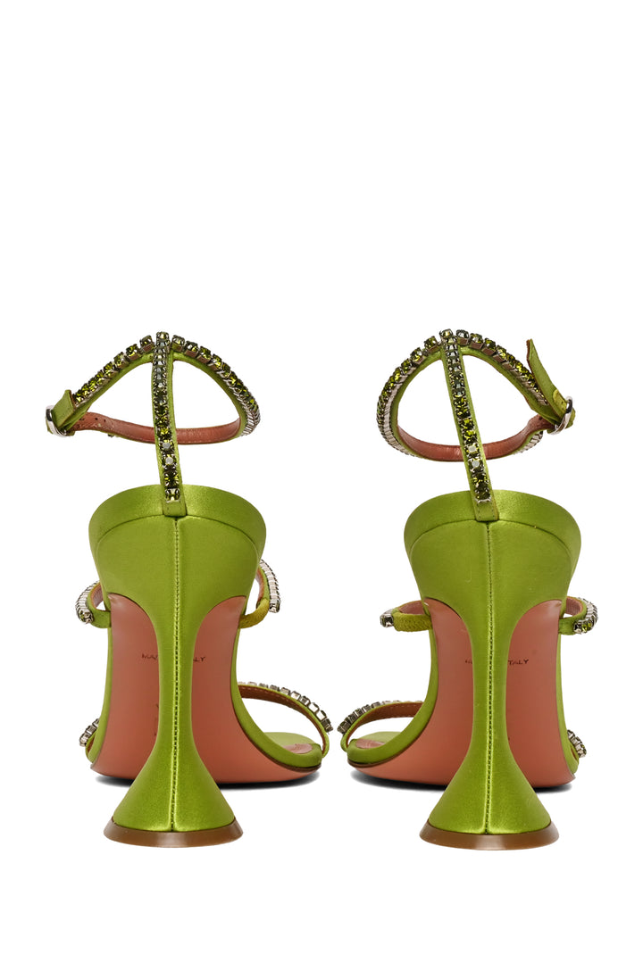 Amina Muaddi Size 39 Gilda Crystal Satin Sandals