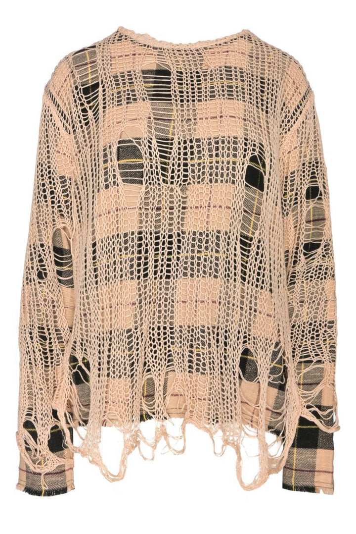 R13 Size XS Overlay Distressed Relaxed Crewneck Tops