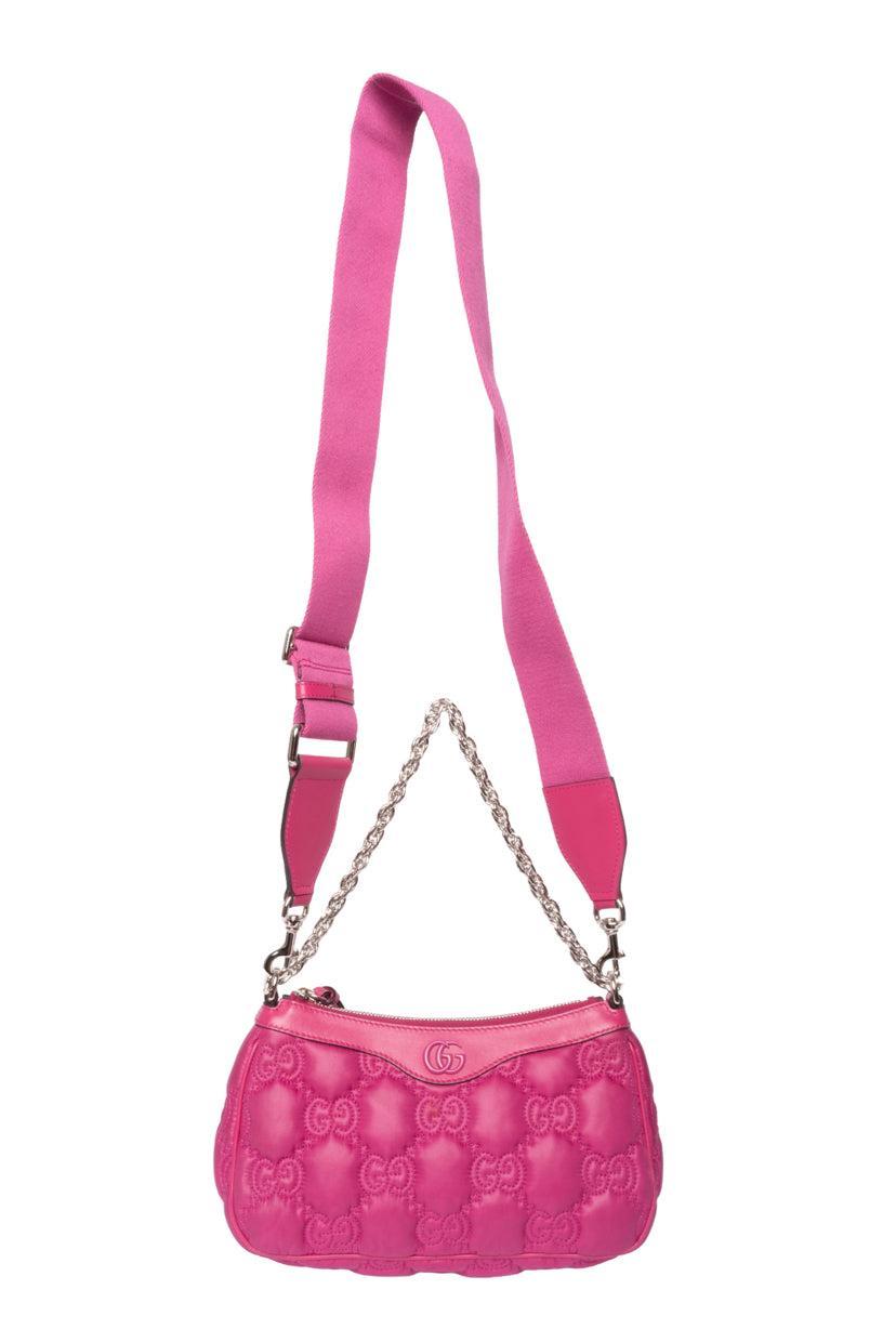 Gucci Small GG Quilted Matelasse Leather Trim Shoulder Bag