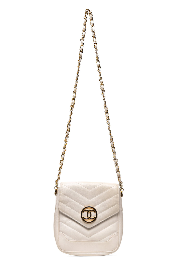 Chanel Vintage Chevron Mini Flap Shoulder Bag