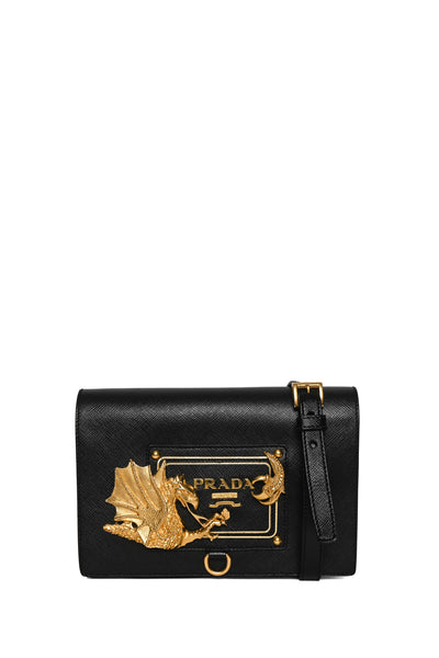 Prada Saffiano Leather Animalier Cahier Dragon Crossbody - Luxury