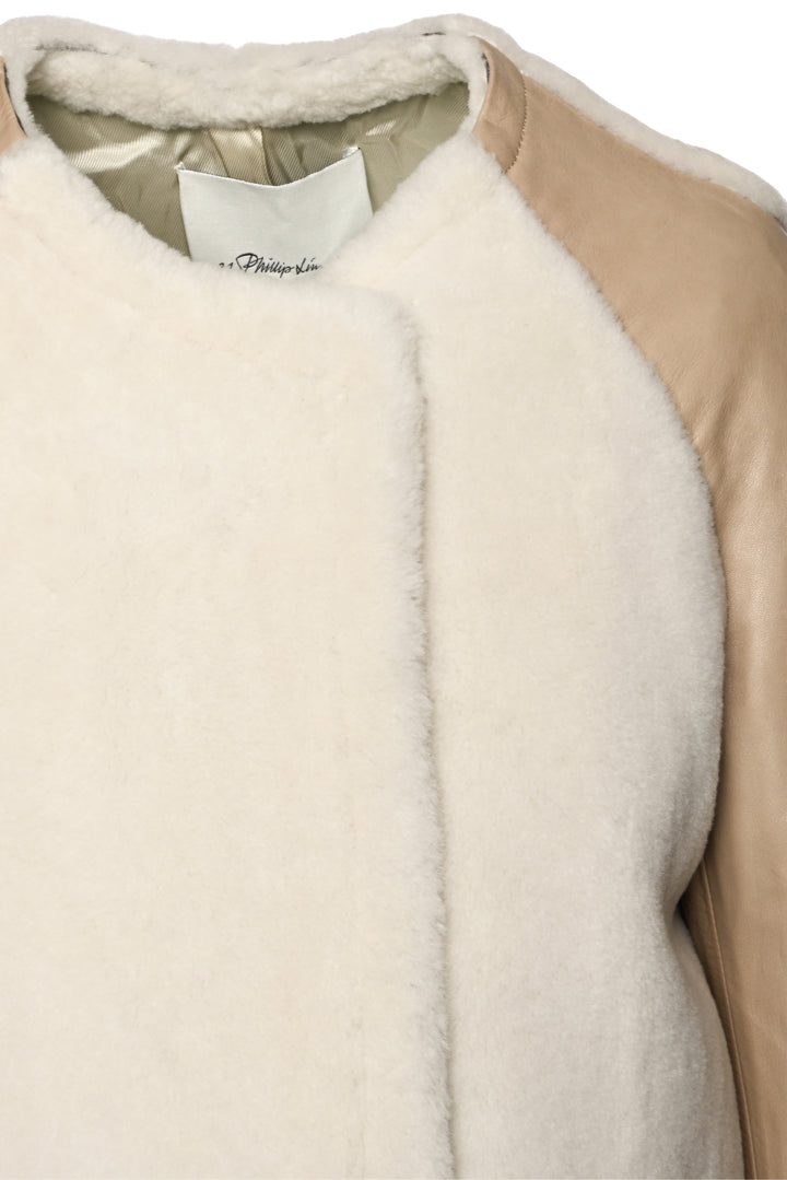 3.1 Phillip Lim Size 6 Shearling Swing Letterman Jacket