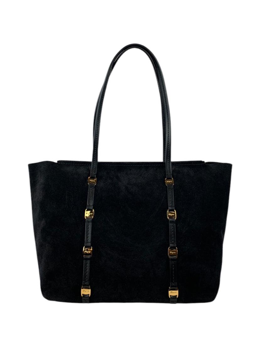 Salvatore Ferragamo Vara Chain Suede Tote