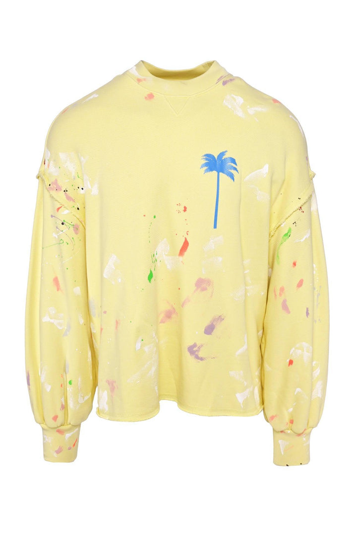 Palm Angels Size S Oversized Painted Comfy Crewneck Sweatshirt