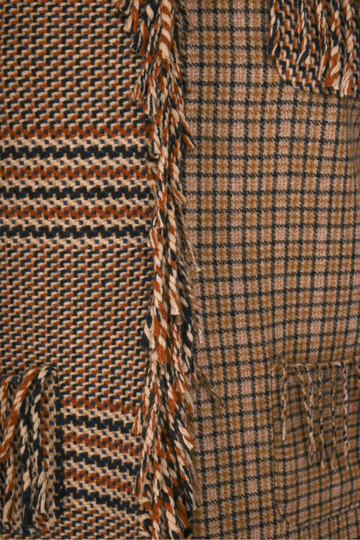 Ottod'Ame Size 12 Wool Plaid Fringe Jacket & Skirt Set