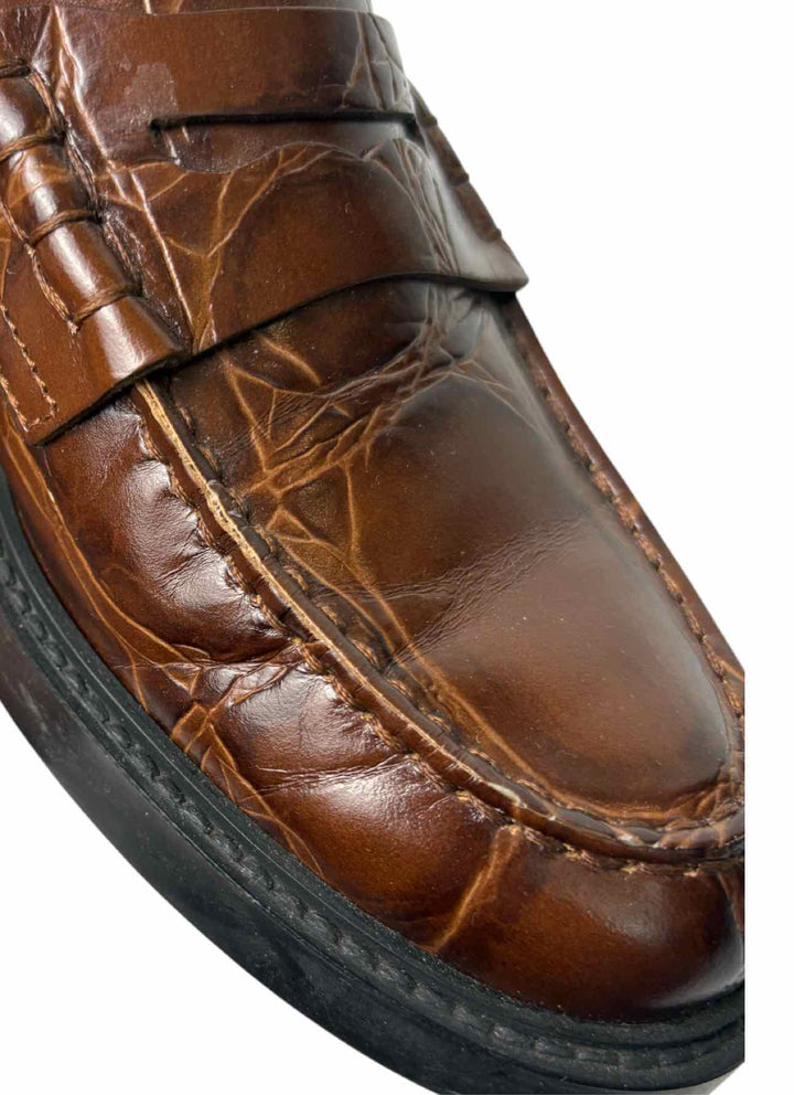 Tod's Size 37  Croc Embossed Leather Loafers