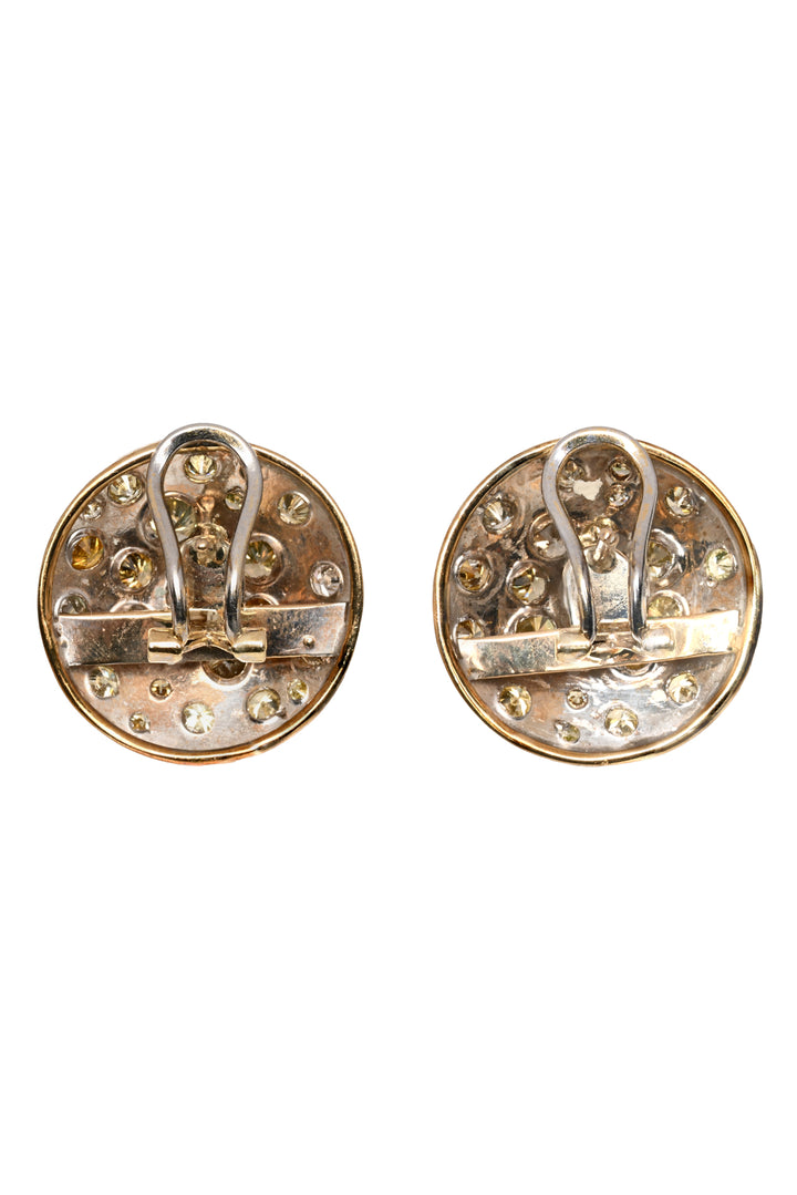 14K White Gold Circle Multi-Diamond Earrings