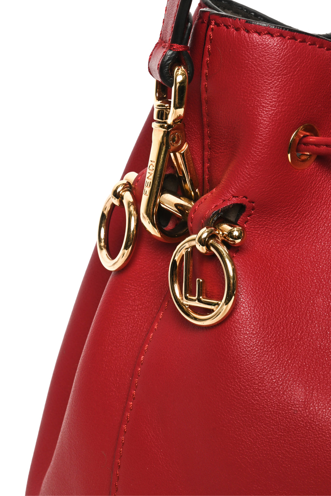 Fendi Red Leather Mon Tresor Bucket Bag