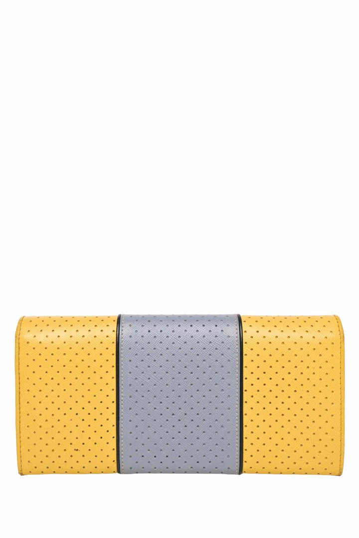 Prada Triangle Logo Perforated Continental Wallet