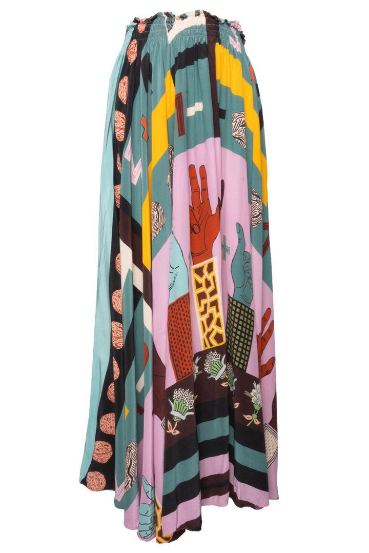 Valentino Size 40 Printed Silk Maxi Skirt