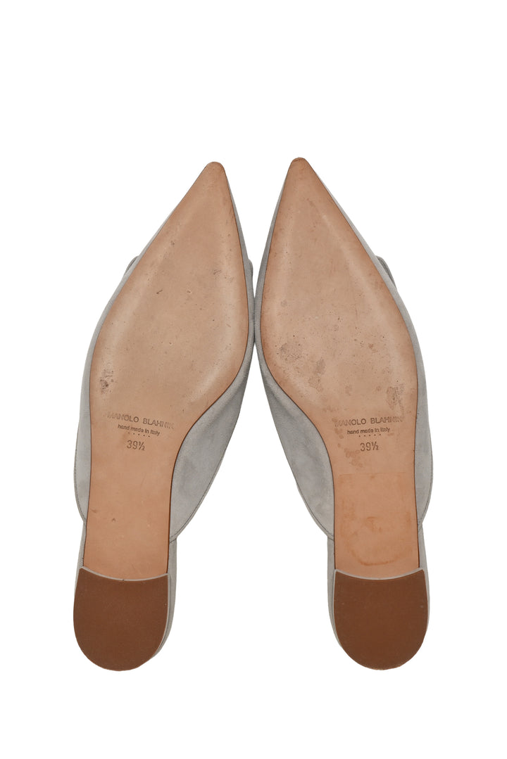 Manolo Blahnik Size 39.5 Maysale Suede Mules