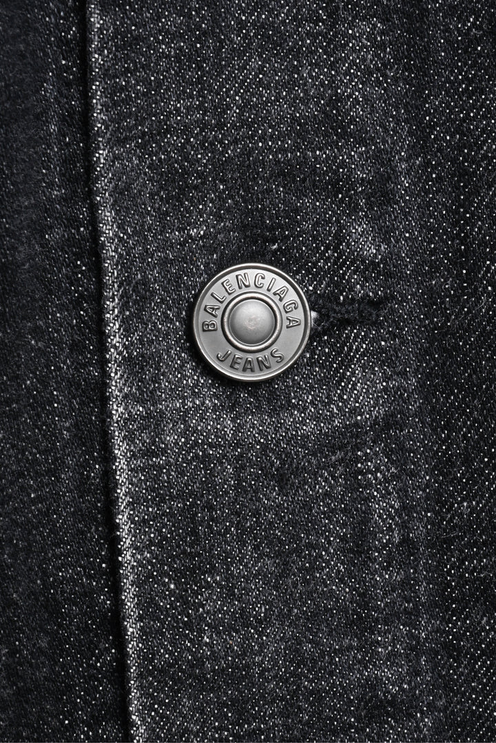 Balenciaga Size 34 2019 Embroidered Back Logo Denim Jacket