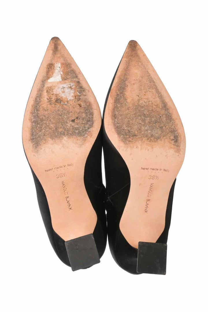 Manolo Blahnik Size 36.5 Cantita Satin Heeled Ankle Boots