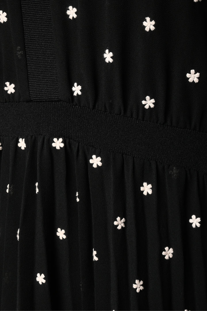 maje Size 4 Rivoli Micro-Floral Embroidered Midi Dress