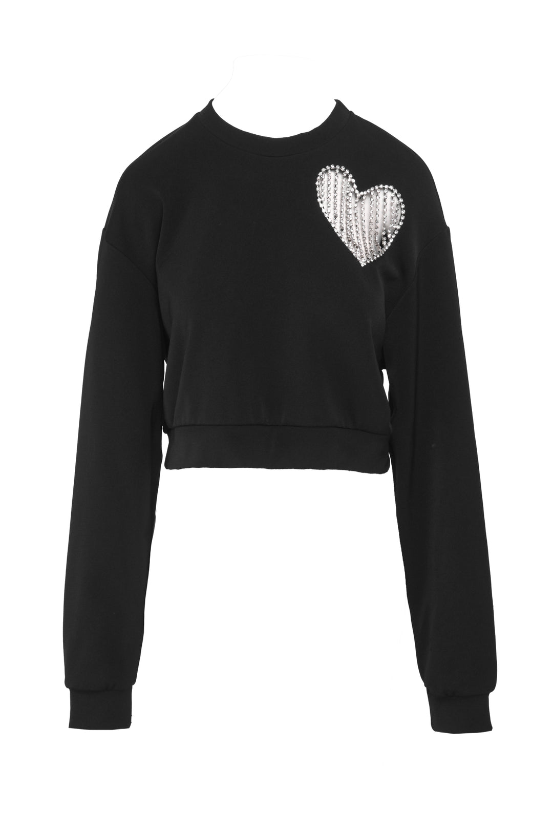 Area Size M Crystal String Heart Cutout Sweatshirt