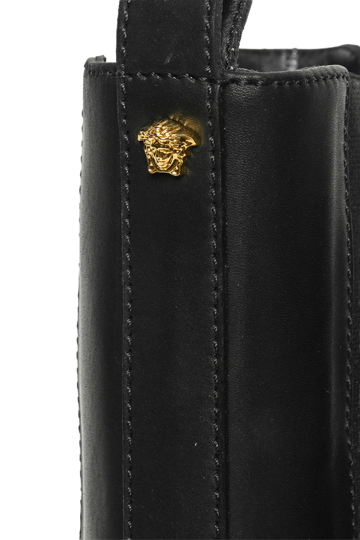 Versace Size 41 Greca Labyrinth Leather Platform Ankle Boots