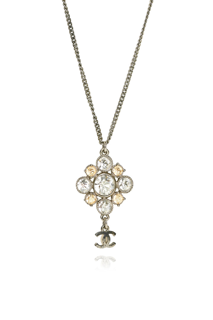 Chanel 2011 Crystal & Interlocking CC Drop Pendant Necklace
