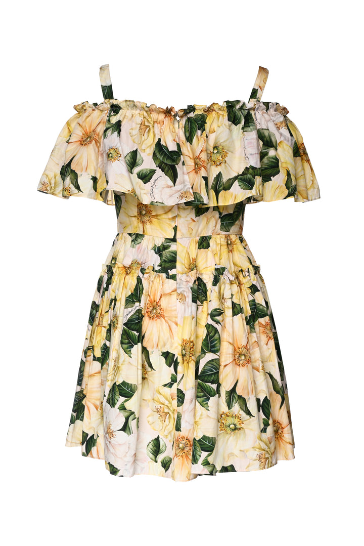 Dolce & Gabbana Size 10 Floral Print Cotton Poplin Mini Dress