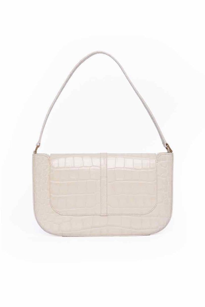 BY FAR Miranda Croc Embossed Shoulder Bag