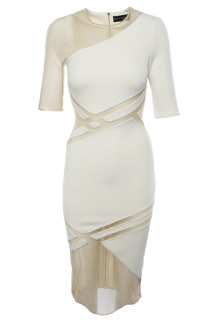 David Koma Size 4 Mesh Insert Midi Dress