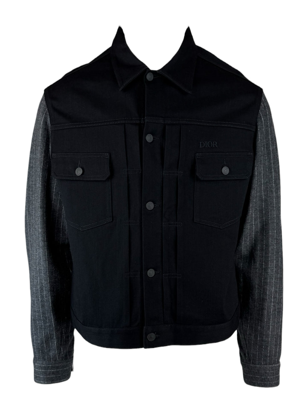 Christian Dior Size 42 Men's Pinstripe Denim Trucker Jacket