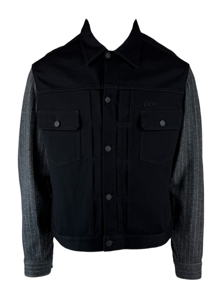 Christian Dior Size 42 Men's Pinstripe Denim Trucker Jacket