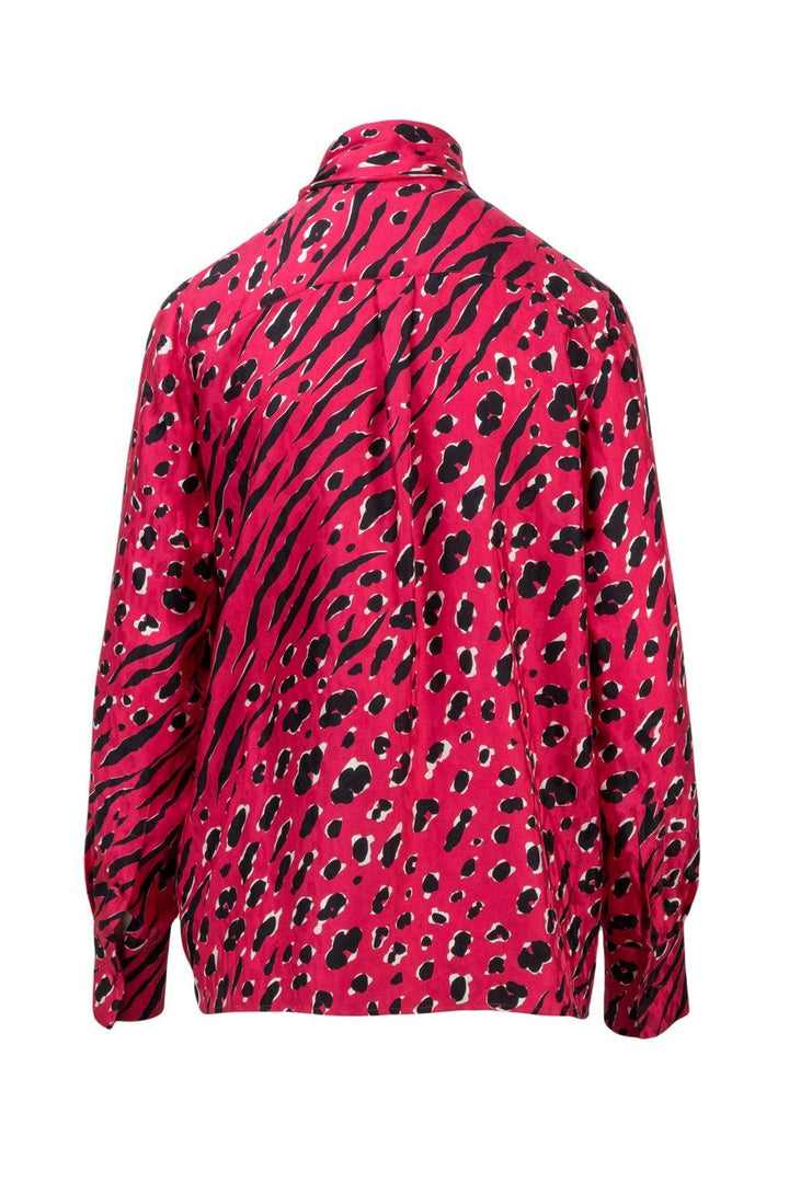 Valentino Size 42 Leopard Print Silk Wrap Blouse