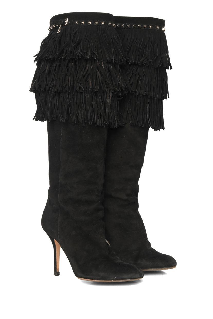 Christian Dior Size 36 Suede Fringe Knee High Boots