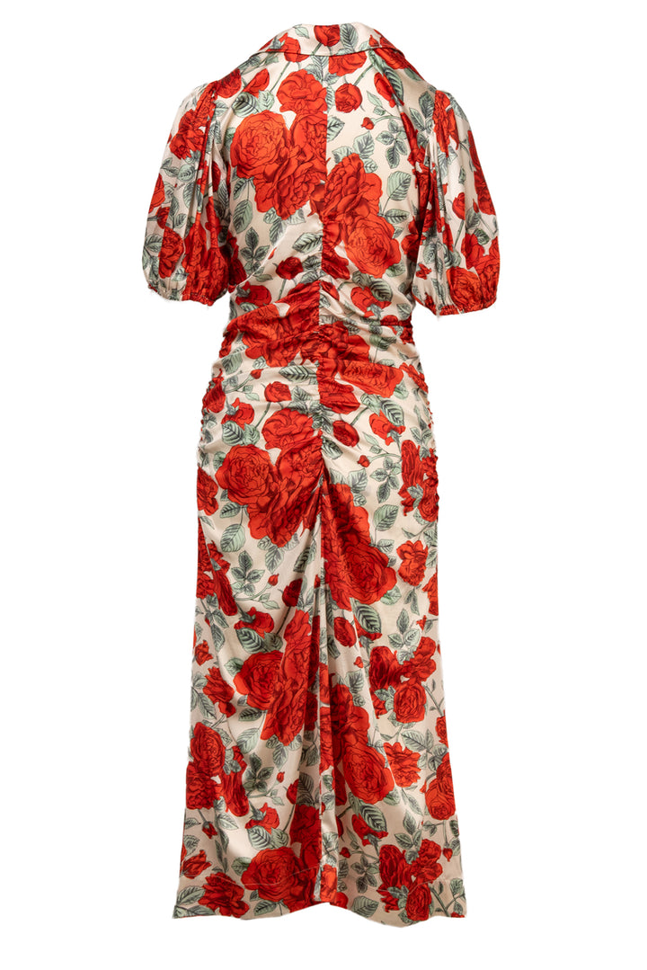 Ganni Size 38 Silk Rose Print Dress