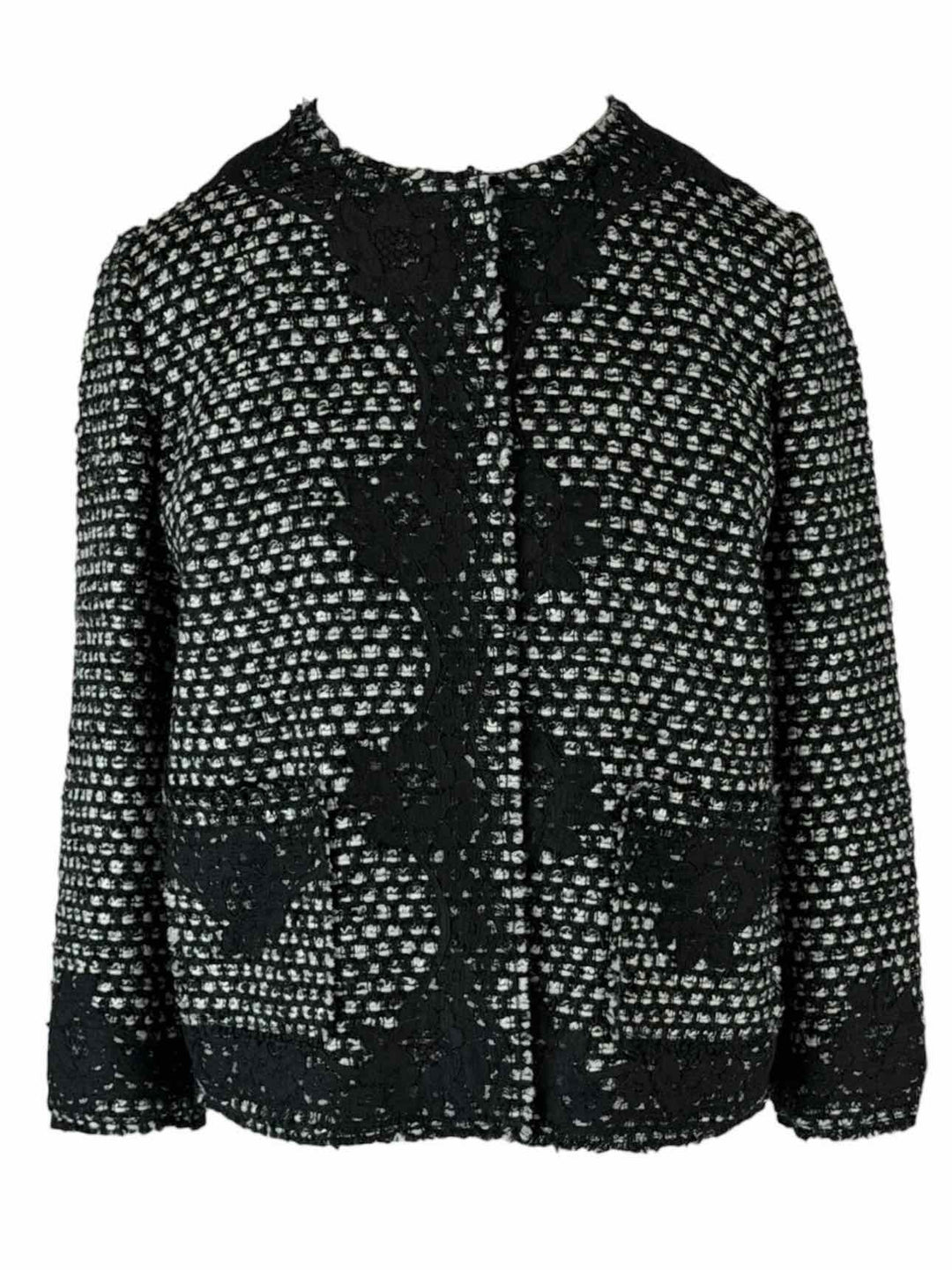 Dolce & Gabbana Size 46 Lace Appliqued Tweed Jacket