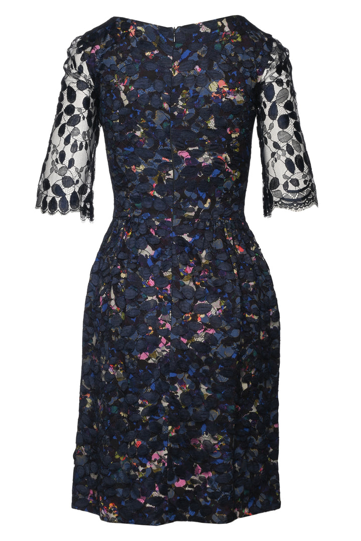 Erdem Size 4 Lace Overlay Floral Knee Length Dress