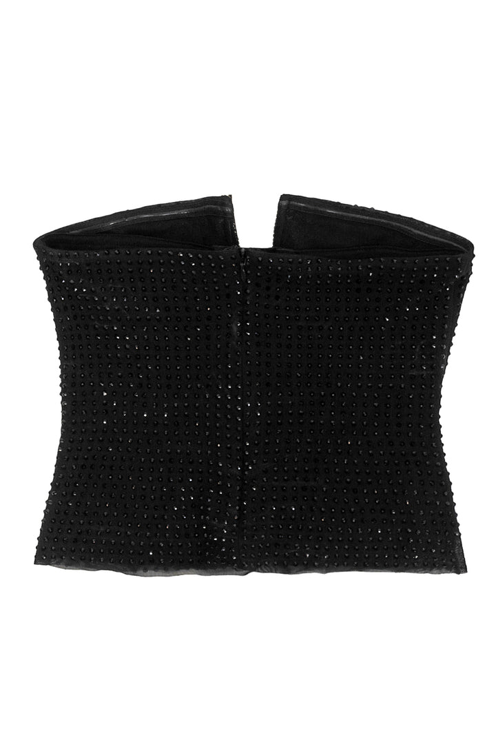 Self Portrait Size 4 Strapless Rhinestone Top