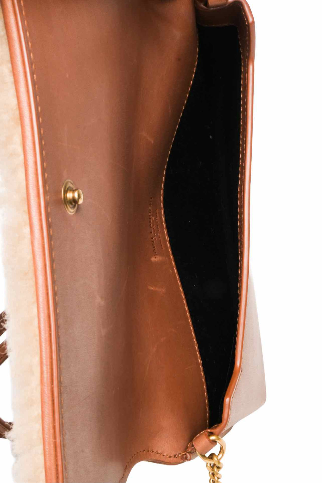 Saint Laurent 2021 Shearling Monogram Phone Holder Crossbody