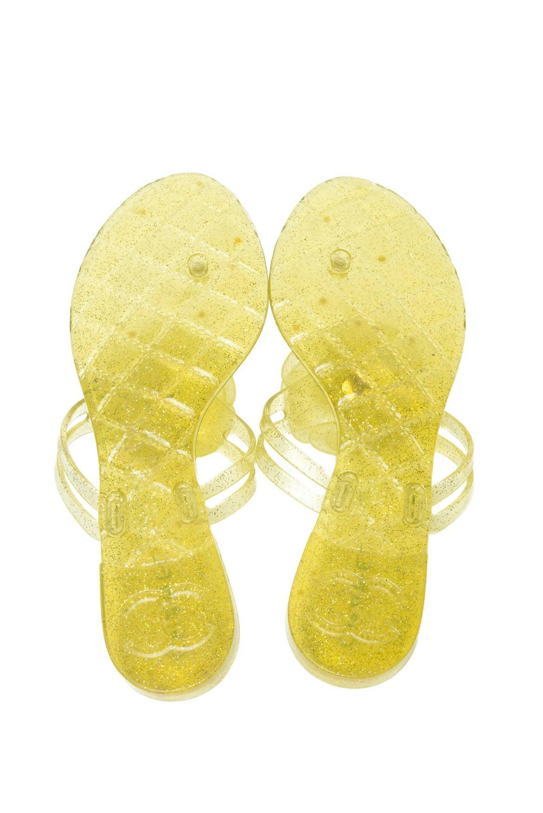 Chanel Size 39 Jelly Camellia Glitter Thong  Sandals