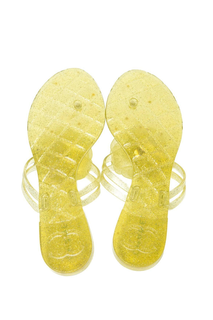 Chanel Size 39 Jelly Camellia Glitter Thong  Sandals